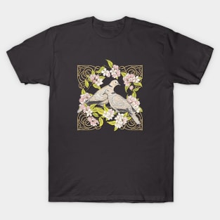 Celtic Collared Doves in Blossom T-Shirt